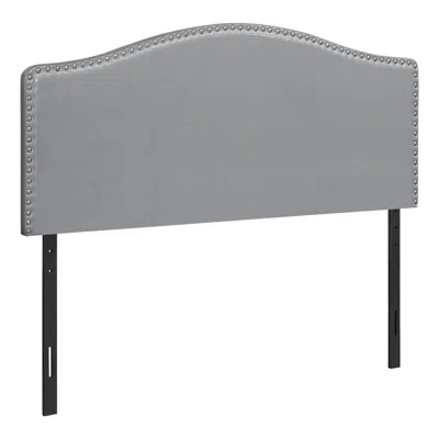 Monarch Bed, Headboard Only, Queen Size, Bedroom, Upholstered, Grey Leather Look In Gray