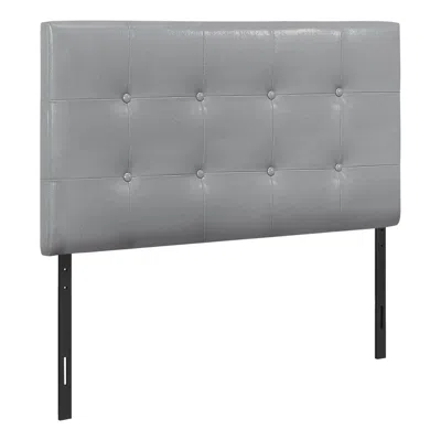 Monarch Bed, Headboard Only, Twin Size, Bedroom, Upholstered, Grey Leather Look