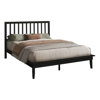 Monarch Bed, Platform Bed, Queen Size Black Wood Legs, Contemporary