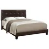 Monarch Bed, Queen Size, Bedroom, Upholstered, Brown Leather Look, Transitional