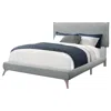 Monarch Bed, Queen Size, Bedroom, Upholstered, Grey Linen Look, Chrome In Gray