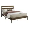 Monarch Bed, Queen Size Walnut Wood Frame, Contemporary, Modern