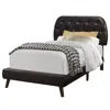 Monarch ="bed, Twin Size, Teen, Upholstered, Brown Leather Look, Wood Legs, Transitiona