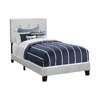 Monarch Bed, Twin Size, Upholstered, Juvenile, Youth, Light Grey Boucle, Transitional