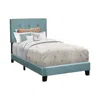 Monarch Bed, Twin Size, Upholstered Light Blue Boucle, Transitional