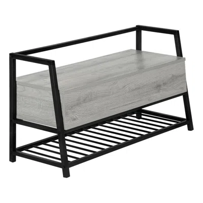 Monarch Bench, Entryway, Hallway, Storage, 42 Rectangular, Grey Laminate, Black