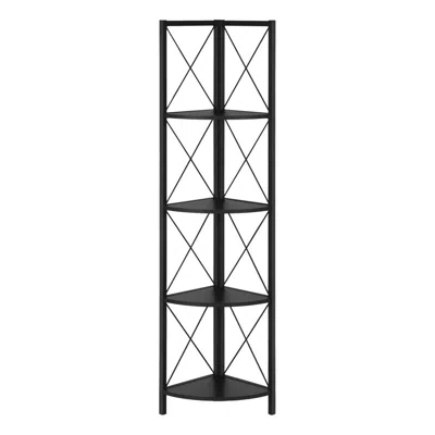 Monarch Bookshelf, Bookcase, Etagere, Corner, 4 Tier, 60h, Office, Bedroom In Black