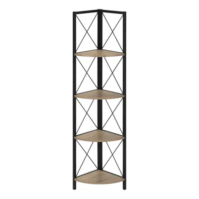 Monarch Bookshelf, Bookcase, Etagere, Corner, 4 Tier, 60h, Office, Bedroom, Brown Lamin