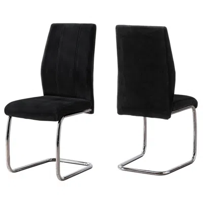 Monarch Dining Chair, Set Of 2, Side, Upholstered, Kitchen, Dining Room, Black Velvet