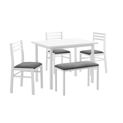 Monarch Dining Set, 5pcs Set, 40 Rectangular, Kitchen, Small, White Metal And Laminate