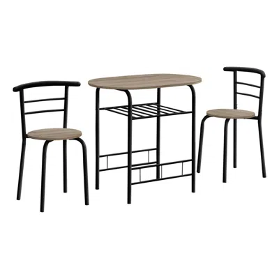 Monarch Dining Table Set, 3pcs Set, Small, 32 L, Kitchen, Brown Laminate, Black