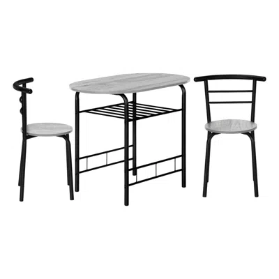 Monarch Dining Table Set, 3pcs Set, Small, 32 L, Kitchen, Grey Laminate, Black