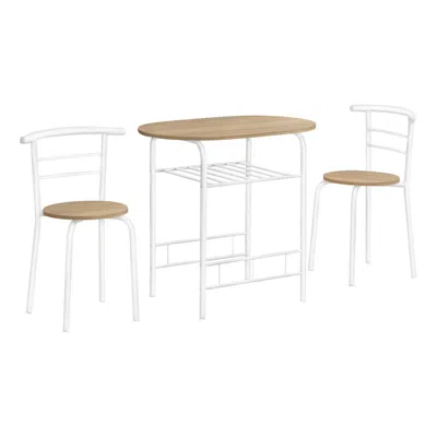 Monarch Dining Table Set, 3pcs Set, Small, 32 L, Kitchen, Natural Laminate, White In Neutral