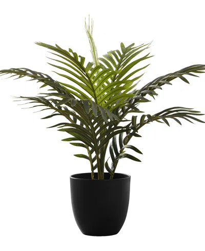 Monarch Specialties 20" Indoor Artificial Palm Plant With Decorative Black Pot In Green