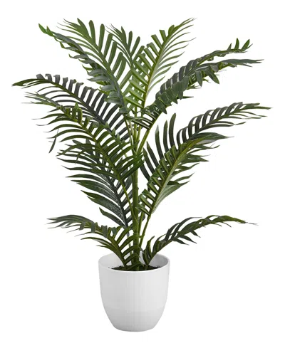 Monarch Specialties 28" Indoor Artificial Floor Palm Tree With Decorative White Pot In Green