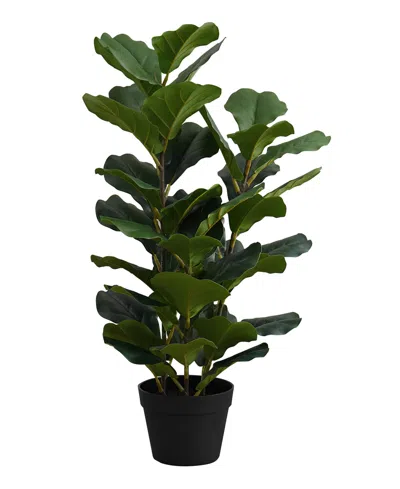 Monarch Specialties 32" Indoor Artificial Floor Fiddle Tree With Black Pot In Green