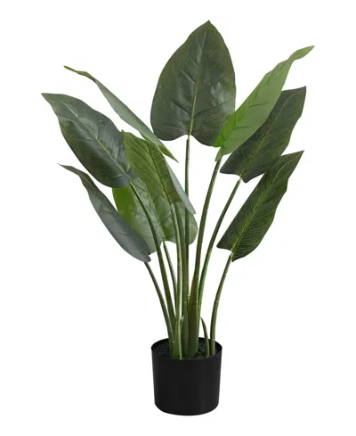 Monarch Specialties 37" Indoor Artificial Floor Aureum Tree With Black Pot In Green