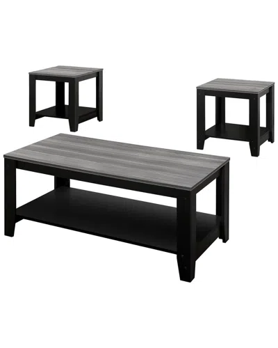 Monarch Specialties 3pc Table Set In Black