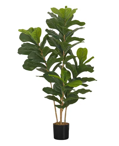 Monarch Specialties 41" Indoor Artificial Floor Fiddle Tree With Black Pot In Green