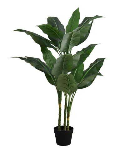 Monarch Specialties 42" Indoor Artificial Floor Evergreen Tree With Black Pot In Green