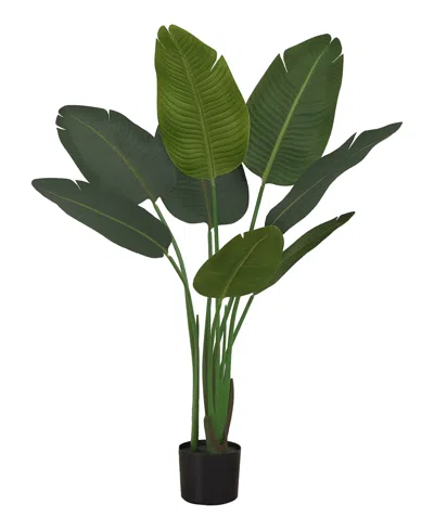 Monarch Specialties 44" Indoor Artificial Floor Bird Of Paradise Tree With Black Pot In Green