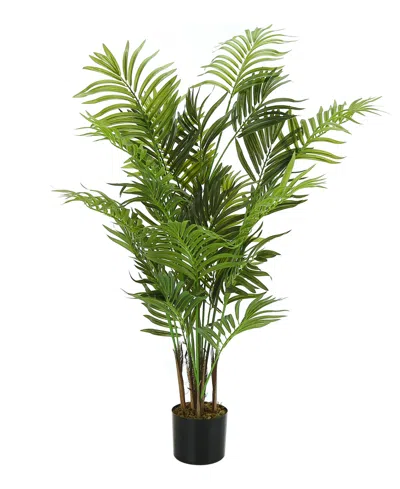 Monarch Specialties 47" Indoor Artificial Floor Areca Palm Tree With Black Pot In Green