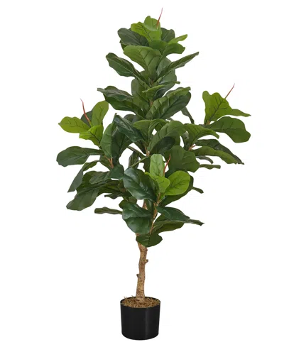 Monarch Specialties 47" Indoor Artificial Floor Fiddle Tree With Black Pot In Green