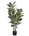 Monarch Specialties 47" Indoor Artificial Floor Oak Tree With Black Pot In Green