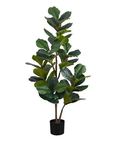 Monarch Specialties 49" Indoor Artificial Floor Fiddle Tree With Black Pot In Green