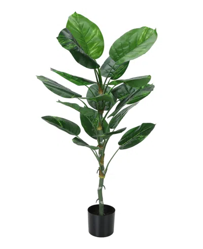 Monarch Specialties 54" Indoor Artificial Floor Dieffenbachia Tree With Black Pot In Green