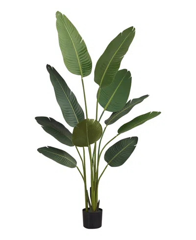 Monarch Specialties 60" Indoor Artificial Floor Bird Of Paradise Tree With Black Pot In Green