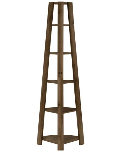Monarch Specialties Corner Bookcase - 5 Tiereetageree In Brown