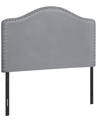 Monarch Specialties Nailhead Headboard In Grey