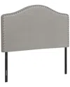 Monarch Specialties Nailhead Headboard In Grey