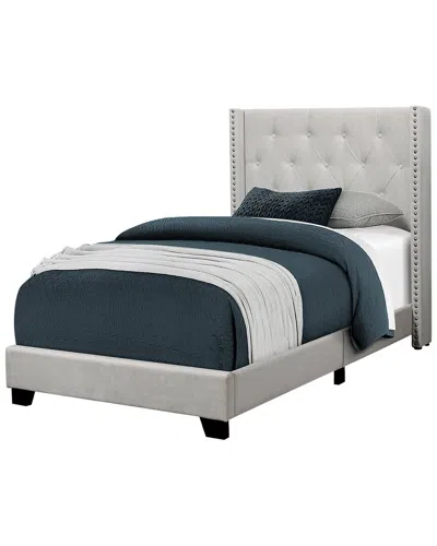 Monarch Specialties Velvet Bed In Grey