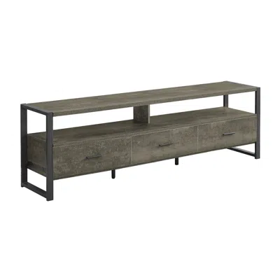 Monarch Tv Stand, 72 Inch Dark Bronze Laminate, Black Metal, Contemporary, Modern