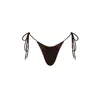 Monarch Women's Kaia Side Tie Ruched Bikini Bottom - Black Metallic In Brown