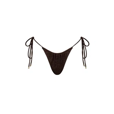 MONARCH WOMEN'S BROWN KAIA SIDE TIE RUCHED BIKINI BOTTOM - BRONZE METALLIC