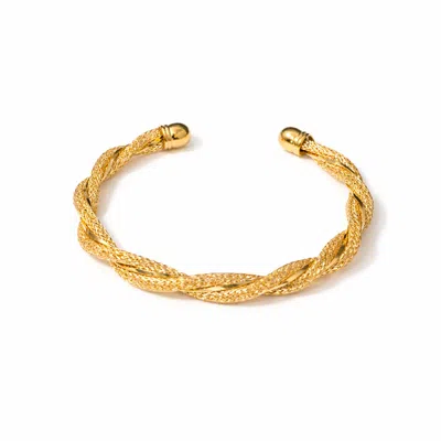 Monarch Women's Gold And Diamond Twisted Cuff Bracelet