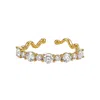 Monarch Women's Gold Crystal Adjustable Stackable Open Ring In Gold