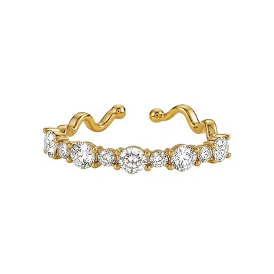 Monarch Women's Gold Crystal Adjustable Stackable Open Ring