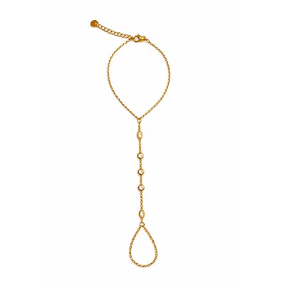 Monarch Women's Gold Crystal Hand Chain Bracelet