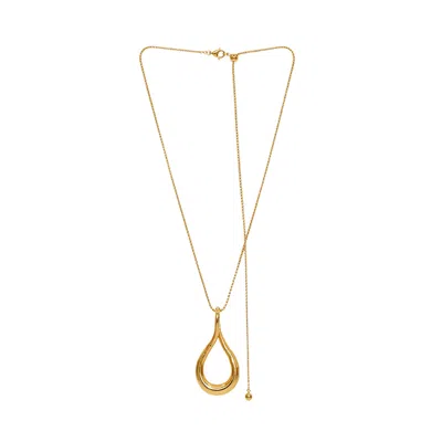 Monarch Women's Gold Elegant Adjustable Necklace With Teardrop Pendant