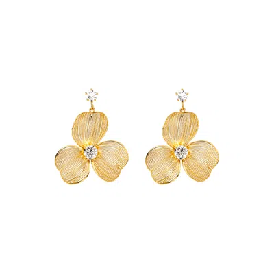 Monarch Women's Gold Floral Statement Earrings