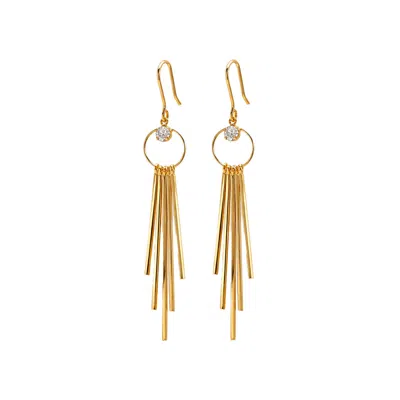 Monarch Women's Gold Fringe Hoop Drop Earrings