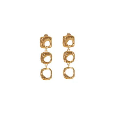 Monarch Women's Gold Square Link Drop Earrings