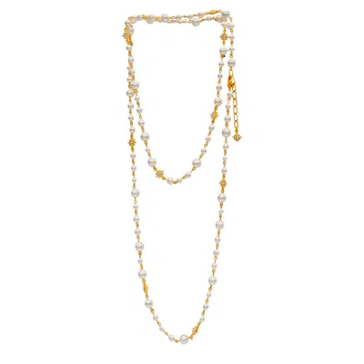 Monarch Women's Gold / White Layered Pearl & Star Charm Necklace In Multi