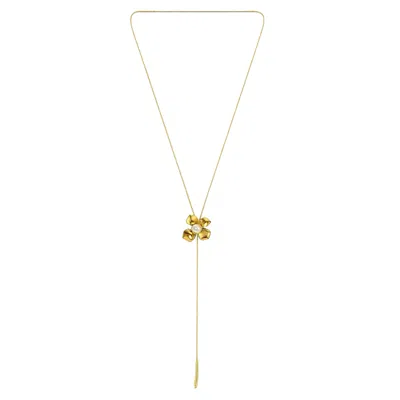 Monarch Women's Gold / White Sliding Flower Pendant Lariat Gold Necklace In Multi