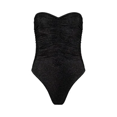 Monarch Women's Naomi Bandeau Ruched One Piece - Black Metallic