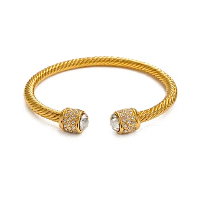 Monarch Women's Twisted Gold Crystal Cuff Bracelet